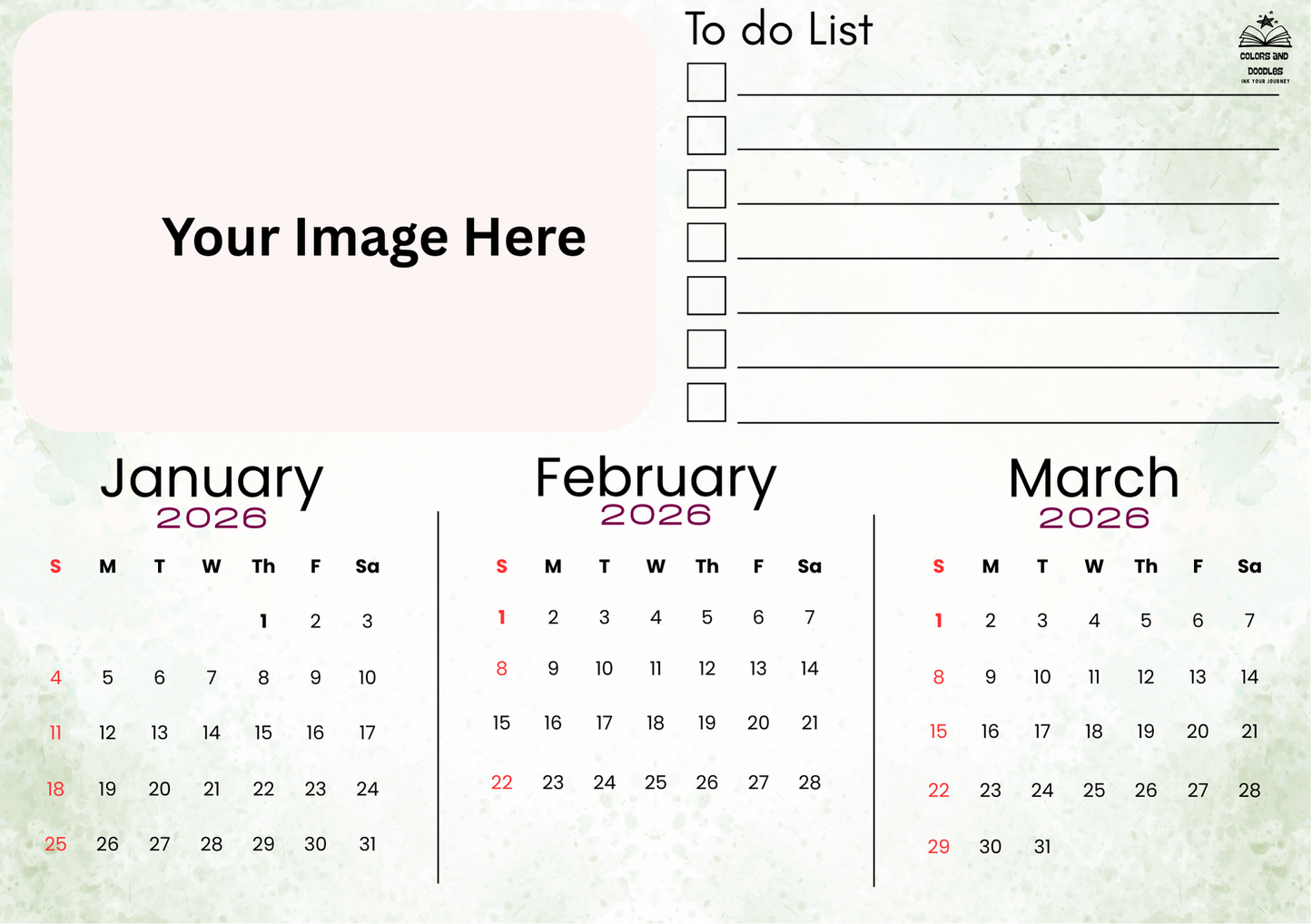 3 month view Calendar