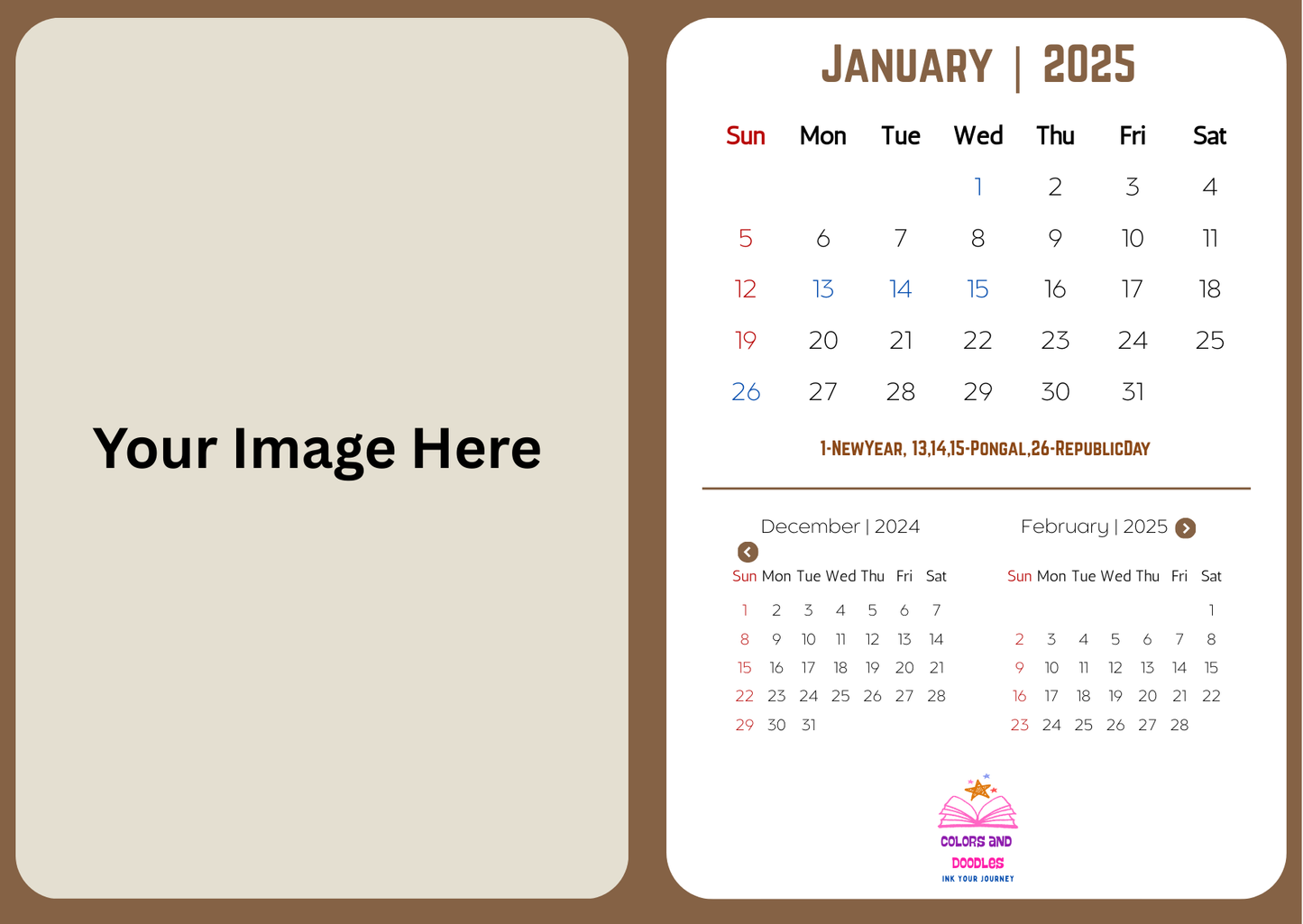 Landscape Style Desk Calendar