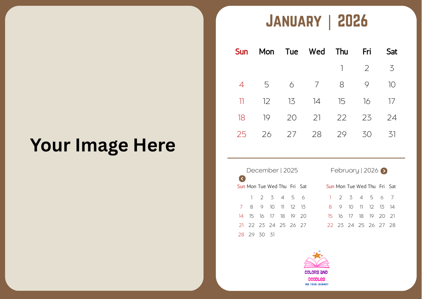 Landscape Style Desk Calendar