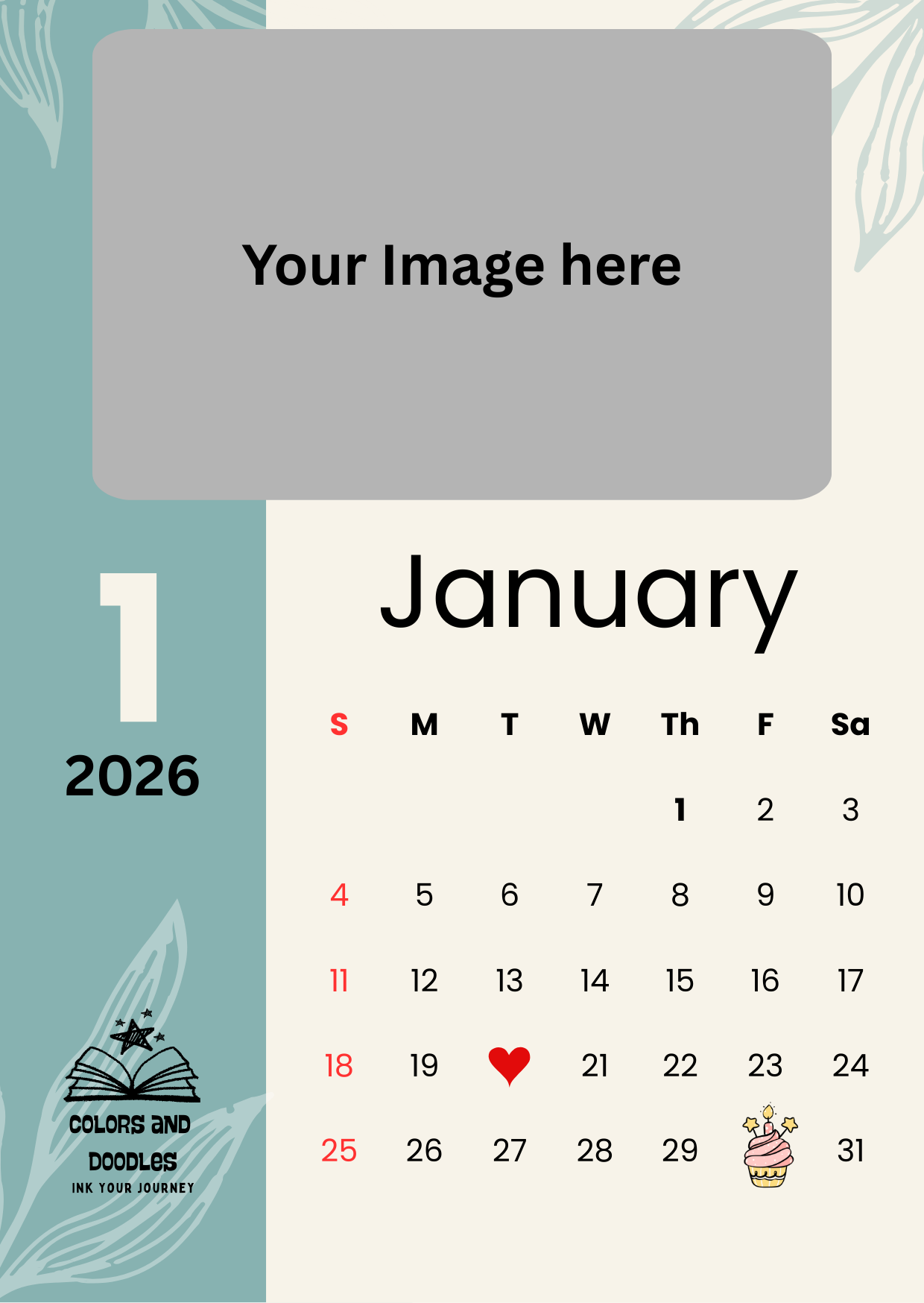 Desk Calendar - Portrait style