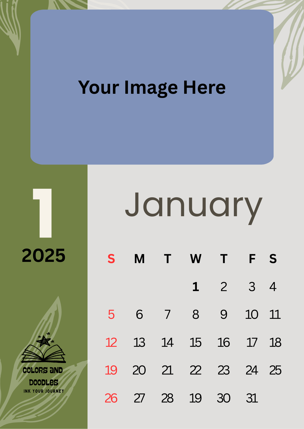 Desk Calendar - Portrait style