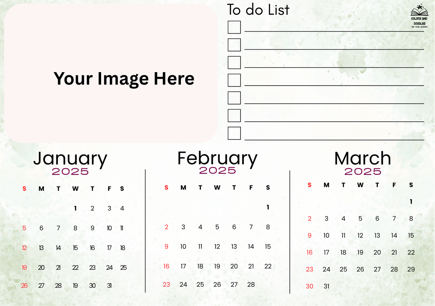 3 month view Calendar