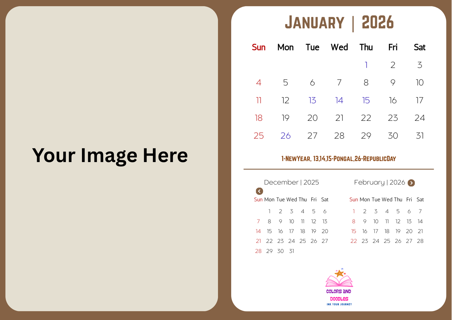 Landscape Style Desk Calendar