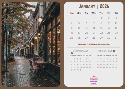 Landscape Style Desk Calendar